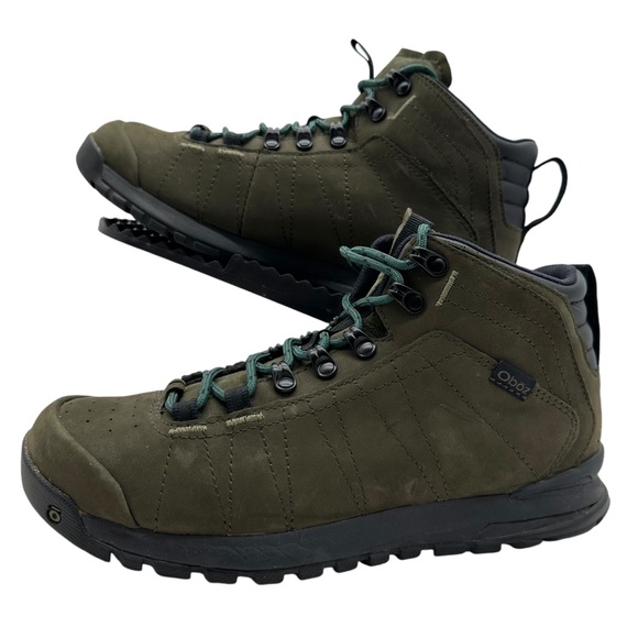 OBOZ Bozeman Mid Mens Hiking Boots Shoes Leather Green Ankle